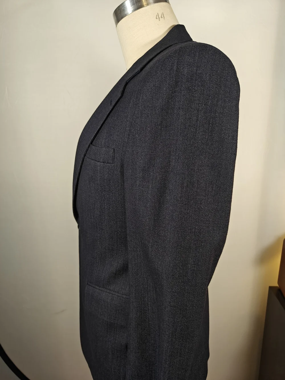 Vintage Cartier Grodins Mens 40R Dark Navy Pincord Textured Blazer Sport Coat